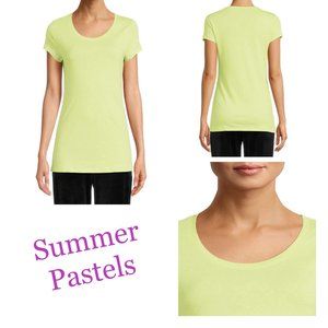 Light cotton short sleeve tee shirt Great For Layering Soft Lime Green ScoopNeck